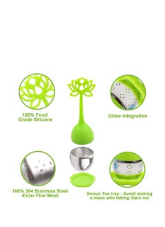 SYOSI Tea Infuser Filter 2 Pack Stainless Steel Tea Ball - Loose Tea Steeper Mesh Tea Cup Filter with Flower shaped Silicone Handle for Loose Leaf or Herbal Tea, Best Tea Infuser for Loose Leaf  - Image 3