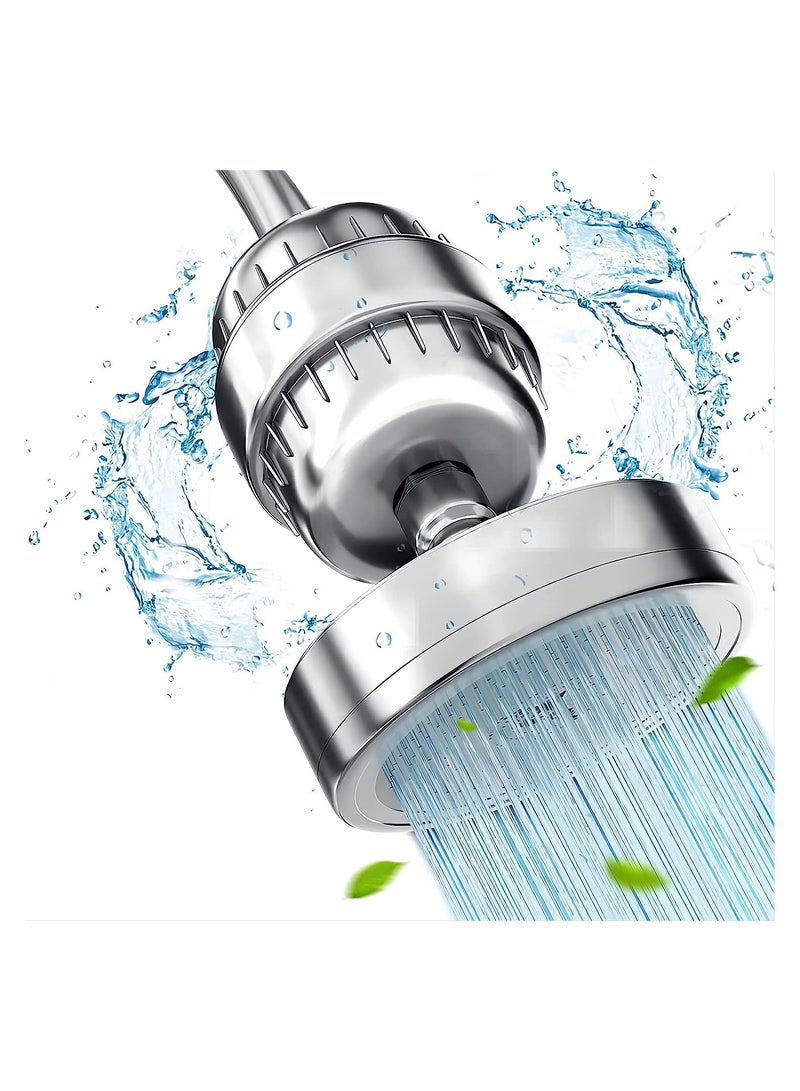 KASTWAVE Shower Filtered Shower Head Set, Removes Chlorine and Harmful Substances, High Pressure Rainfall Shower Head, Shower Filter & Shower Head, Silver - Image 1