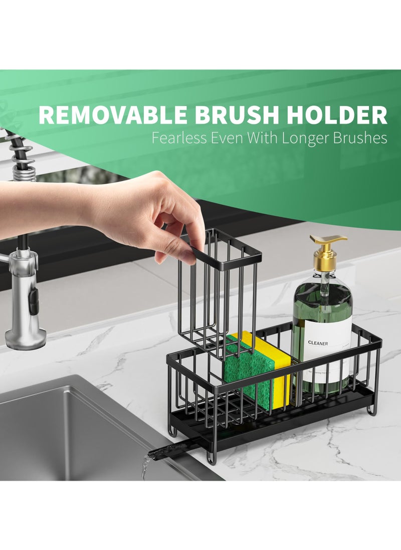 VIUAUAX Sponge Holder for Kitchen Sink,Kitchen Sink Storage Rack, Storage Rack Sink OrganizerSink Caddy with High Brush Holder, Kitchen Sink Organizer Countertop Rustproof 304 Stainless Steel , Soap Dispenser Kitchen Organizers and Storage Essentials  - Image 3