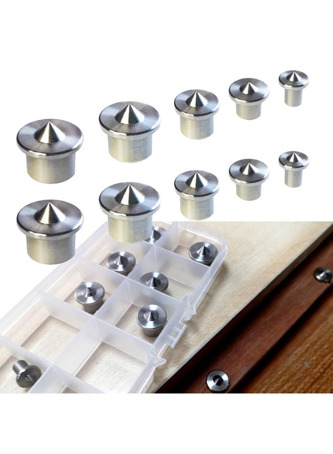 MinliGUY 10PCS Stainless Steel Dowel Pin Centers Drilling Hole Tool Set with Sharp Point for Woodworking Tools, Solid Dowel and Tenon Center Transfer Plugs (5 Sizes of 1/4" 3/8" 5/16" 7/16" 1/2") - Image 1
