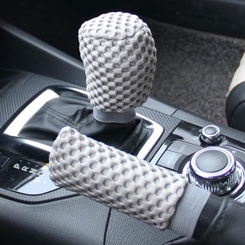 cheekyglo Universal Hndrke Cover, Ger Shift Kno Cover Set Non-Slip Hndrke Protector Cover Breathable Car Shifter Ger Hnd rke Cover for Most Vehicle,eige-Beige - Image 4