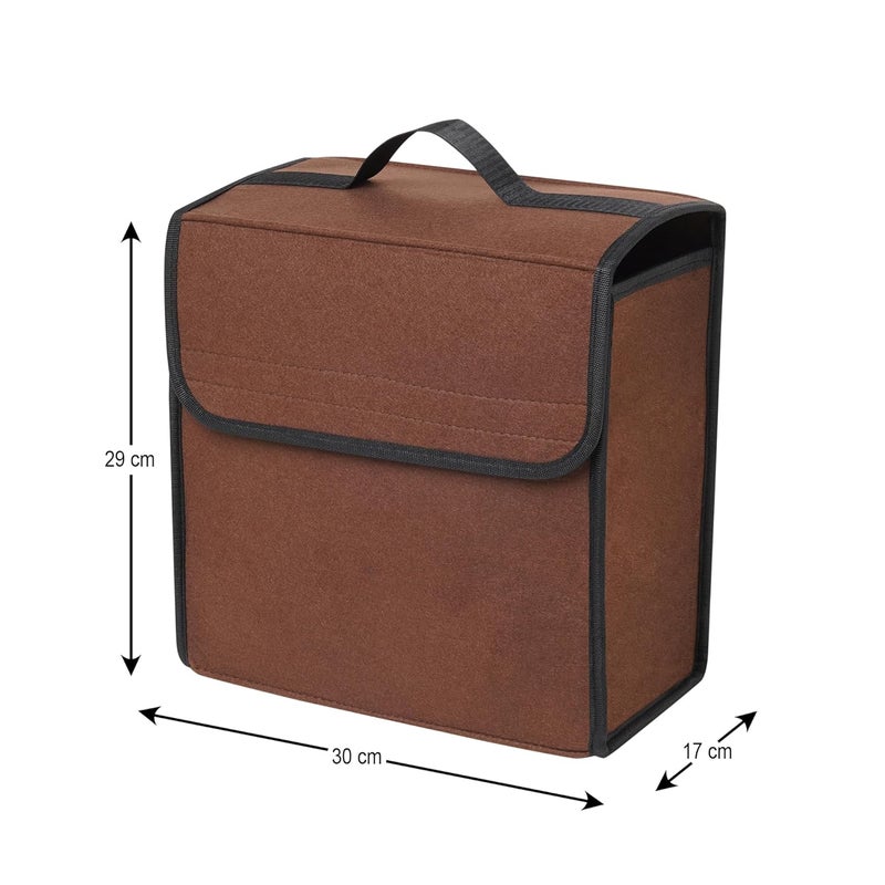 JVCV ® Car Trunk Boot Organizer, Car Storage and Organizer Anti Slip Car Accessories Organizer for Car, Suv, Sedan, Truck, Minivan Anti Slip Bottom (Small - Brown) - Image 3