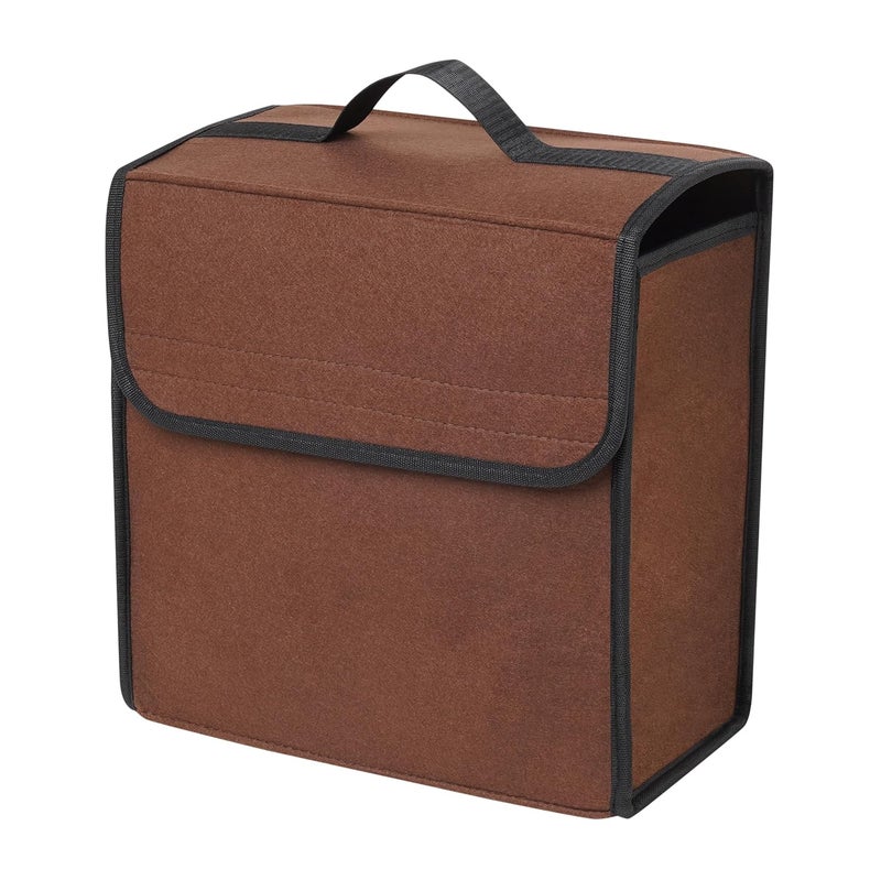 JVCV ® Car Trunk Boot Organizer, Car Storage and Organizer Anti Slip Car Accessories Organizer for Car, Suv, Sedan, Truck, Minivan Anti Slip Bottom (Small - Brown) - Image 1