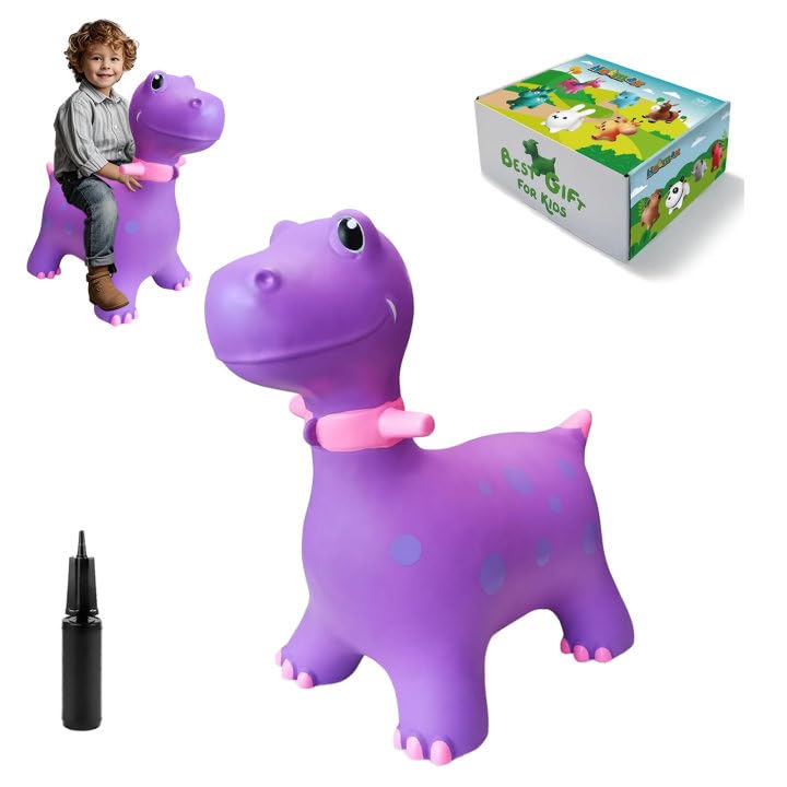 Hot Max HotMax Bouncy Horse Dinosaur Hopper Toys for Kids Inflatable Ride on Bouncy Animals Toys for Toddlers Jumping Horse for Baby Birthday Gift for Boy or Girl 18 Months 24 Year Old Purple - Image 1