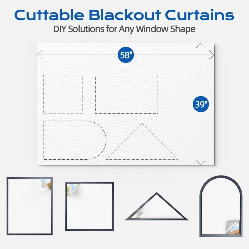 Tlany White Blackout Curtains for Bedroom, 39" x 58" Portable Blackout Blinds with 20 Sets Hooks & Loops Strips for 100% Blackout Window Film, Temporary Black-Out Shades for Windows Cover Nursery Travel RV - Image 5