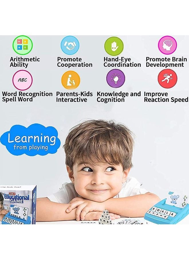 YelaJoy لعبة الحروف المطابقة للأطفال، 2 في 1 ألعاب تعليمية للتهجئة والرياضيات، ألعاب تعلم الكلمات البصرية لمرحلة ما قبل المدرسة، مع 32 بطاقة فلاش، 3-8 سنوات للأولاد والبنات  - Image 2