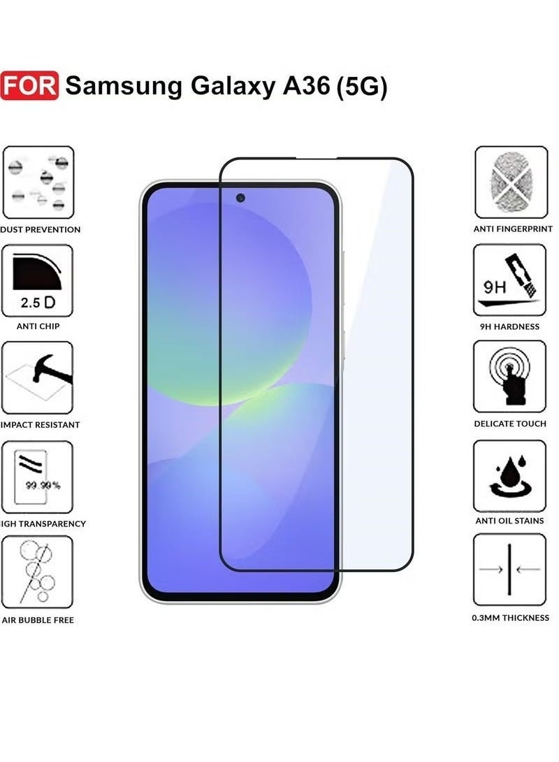 SHOPI Samsung A36 5G Screen Protector – Edge-to-Edge Full Coverage Tempered Glass Film – Anti-Scratch, Anti-Fingerprint, HD Clarity Screen Guard – Ultra-Thin, Bubble-Free, 9H Hardness Protection for Samsung Galaxy A36 5G (2025), 6.7 Inch Display - Image 3