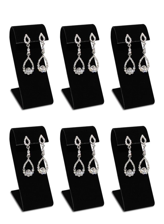 MOOCA 6 Black Velvet Earring Stand Showcase Displays Earring Jewelry Display Stands, 3 1/4 in H, Black Velvet - Image 1
