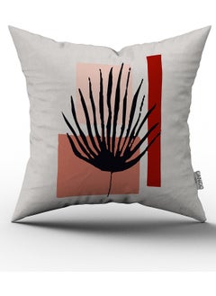 Cango Home Black Red Modern Leaf Patterned Digital Printed Throw Pillow Case CGH657  - Image 2
