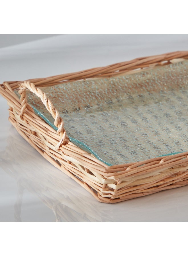 Home Box طقم صينية تقديم زجاجية مكونة من قطعتين بتصميم بسيط 27.1x39.5x10.7 سم - Image 3