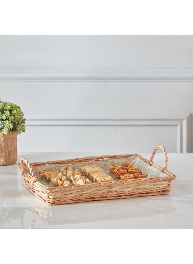 Home Box طقم صينية تقديم زجاجية مكونة من قطعتين بتصميم بسيط 27.1x39.5x10.7 سم - Image 1