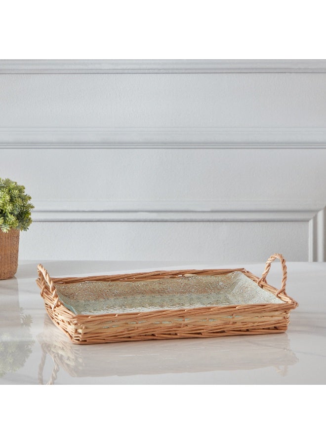 Home Box طقم صينية تقديم زجاجية مكونة من قطعتين بتصميم بسيط 27.1x39.5x10.7 سم - Image 2