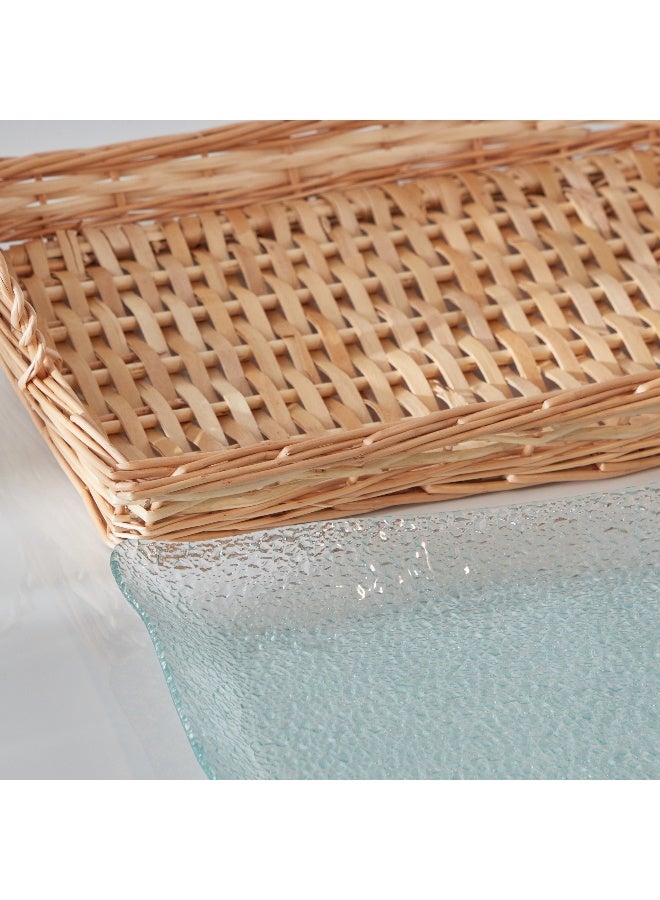 Home Box طقم صينية تقديم زجاجية مكونة من قطعتين بتصميم بسيط 27.1x39.5x10.7 سم - Image 4