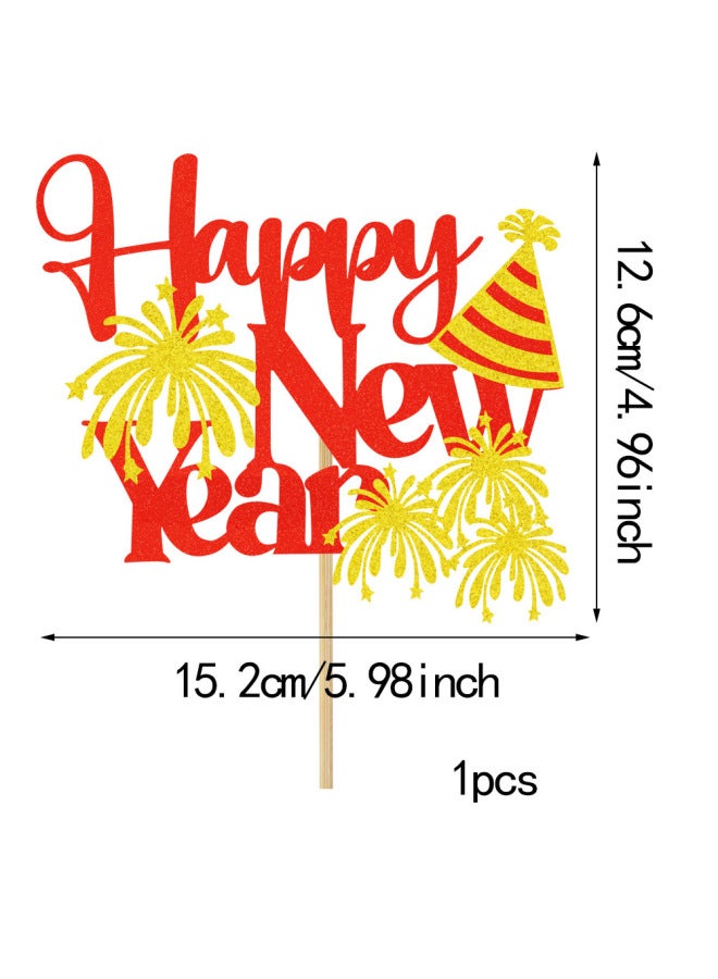 New Year Cake - New Year Cake Decoration - Gold, New Year Happy New Year - Party Supplies, Baking Decoration, Gift - Image 1