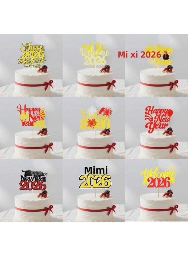 New Year Cake - New Year Cake Decoration - Gold, New Year Happy New Year - Party Supplies, Baking Decoration, Gift - Image 2