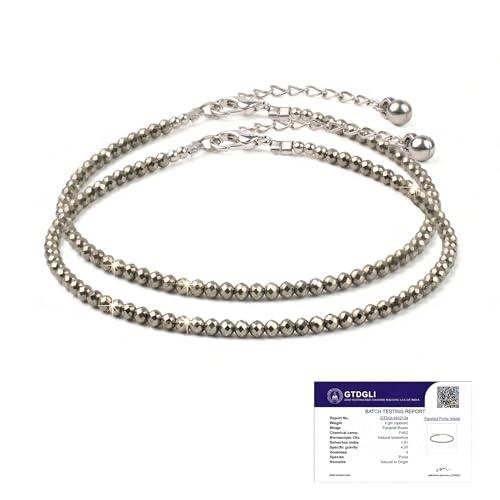 Astrotalk Raw Pyrite Anklet Set of 2 | Stone of Money, Protection & Power | Pyrite Anklet for Women | Best Gift Items | Spiritual Jewellery for Women | Valentine Gift for Girlfriend - Image 1
