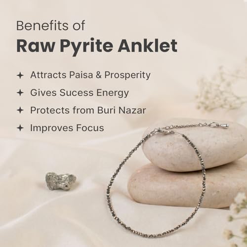 Astrotalk Raw Pyrite Anklet Set of 2 | Stone of Money, Protection & Power | Pyrite Anklet for Women | Best Gift Items | Spiritual Jewellery for Women | Valentine Gift for Girlfriend - Image 3