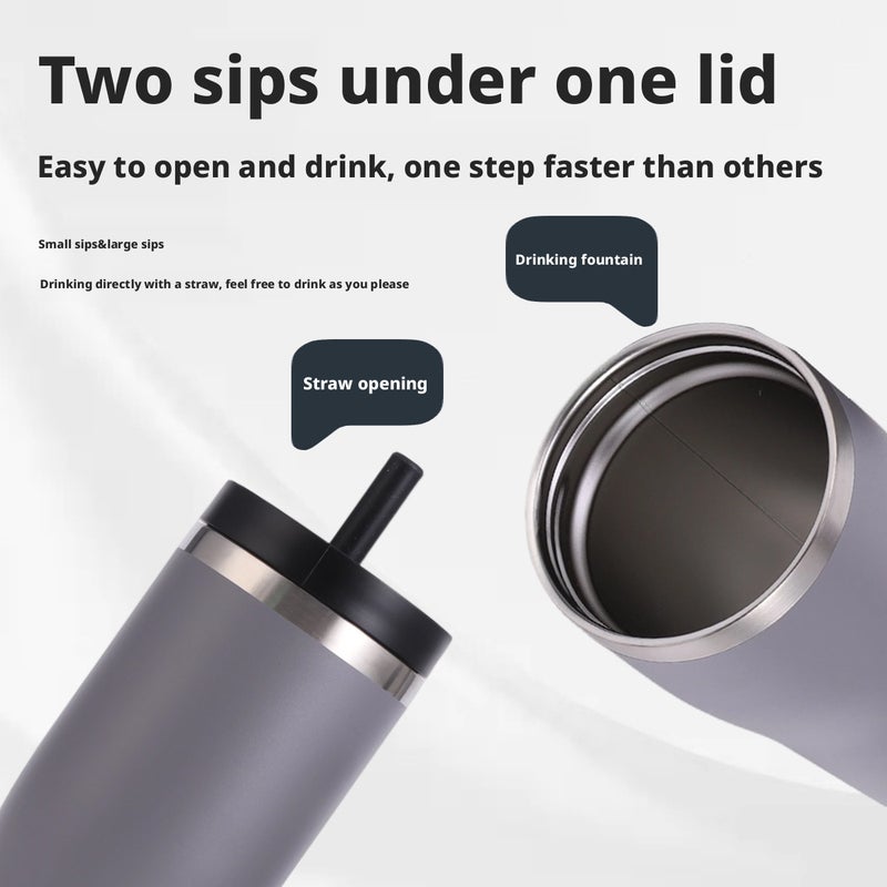 304 Stainless Steel Double Wall Vacuum Tumbler with Straw - Image 1