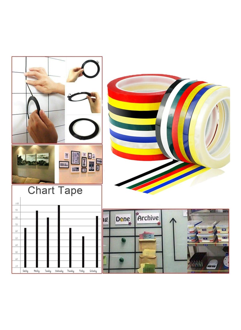 Y&D 12 Rolls Whiteboard Pinstripe Tape 50M Long 6MM Thin White Board Dry Erase Line Gridding Marking Separation Positioning Identification Colored Transformer  - Image 2