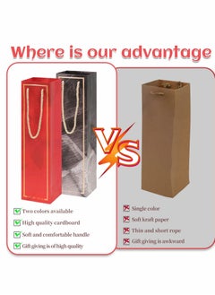 KASTWAVE 12Pcs   Bottle Gift Bags with Handles, Reusable Paper   Gift Bags Bulk for Birthday Wedding Holiday Housewarming - 3.54 x 3.15 x 13.78 Inch  - Image 4