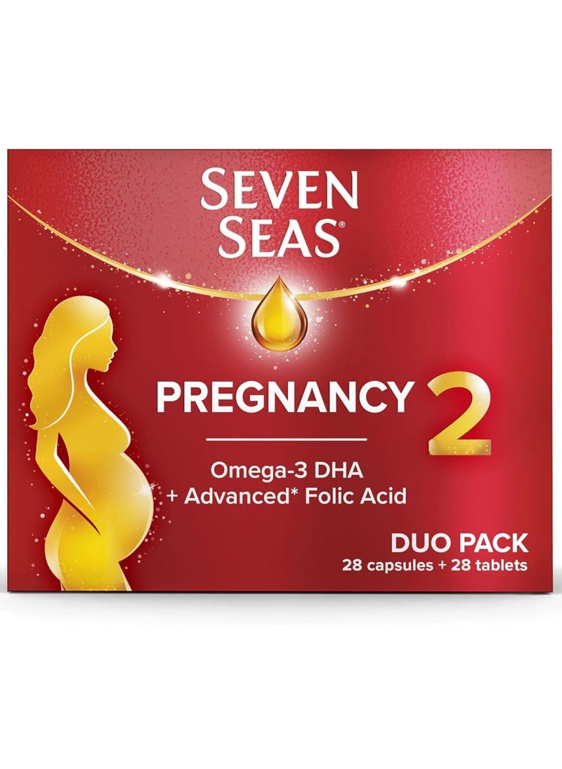 Seven Seas Seven Seas Pregnancy Vitamins with Omega-3 DHA and  Folic Acid, Iron, Vitamins B6 and B12, 28 Capsules + 28 Tablets  - Image 1