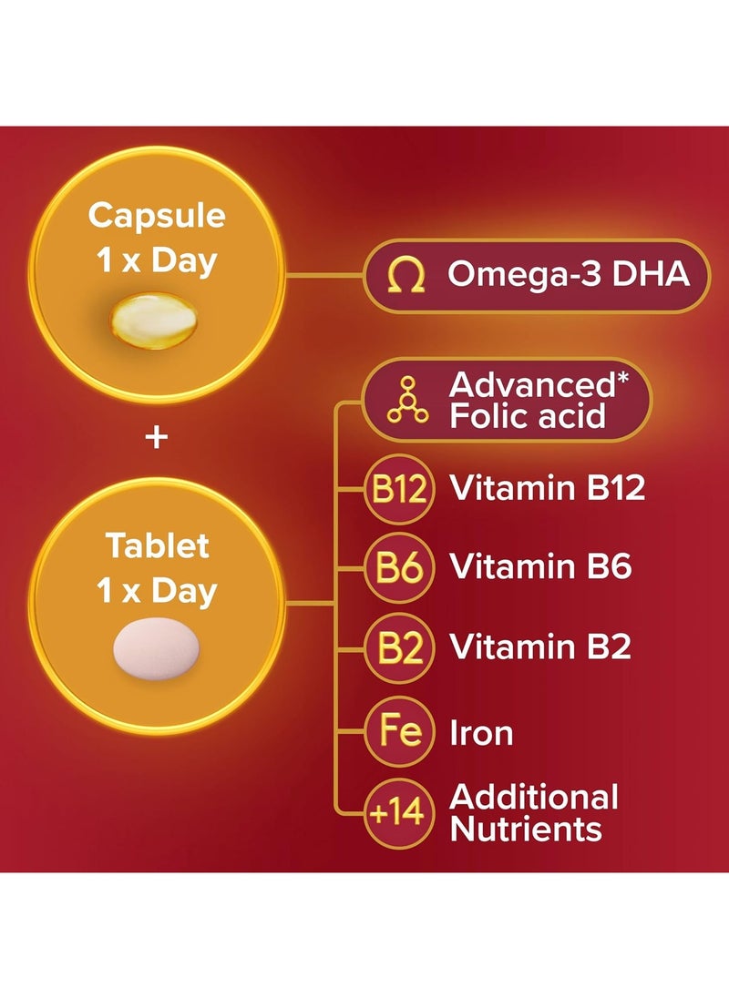 Seven Seas Seven Seas Pregnancy Vitamins with Omega-3 DHA and  Folic Acid, Iron, Vitamins B6 and B12, 28 Capsules + 28 Tablets  - Image 2
