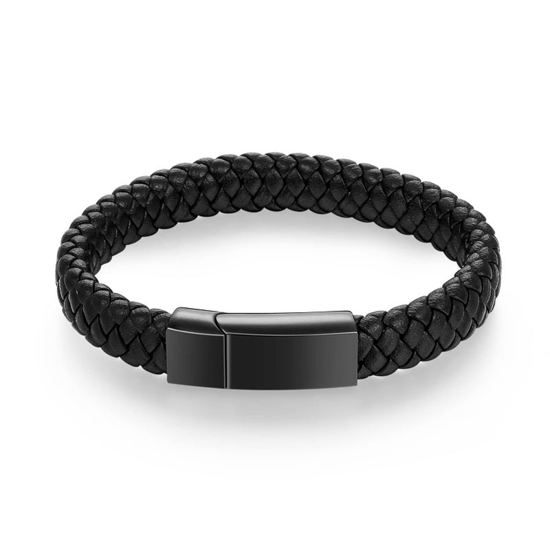 abooxiu Cremation Bracelet for Ashes Leather Urn Bracelet Cremation Jewelry Memorial Bangle Ash Keepsake for Women Men Black - Image 1