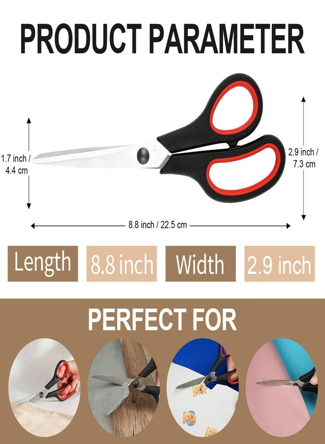 Tyzine Scissors, 3-Pack 8" Heavy Duty Scissors with Ultra Sharp Blades and Comfort Grip Handles - For Office, Home, School, Sewing, and Crafts (Red, Green, Blue) - Image 2