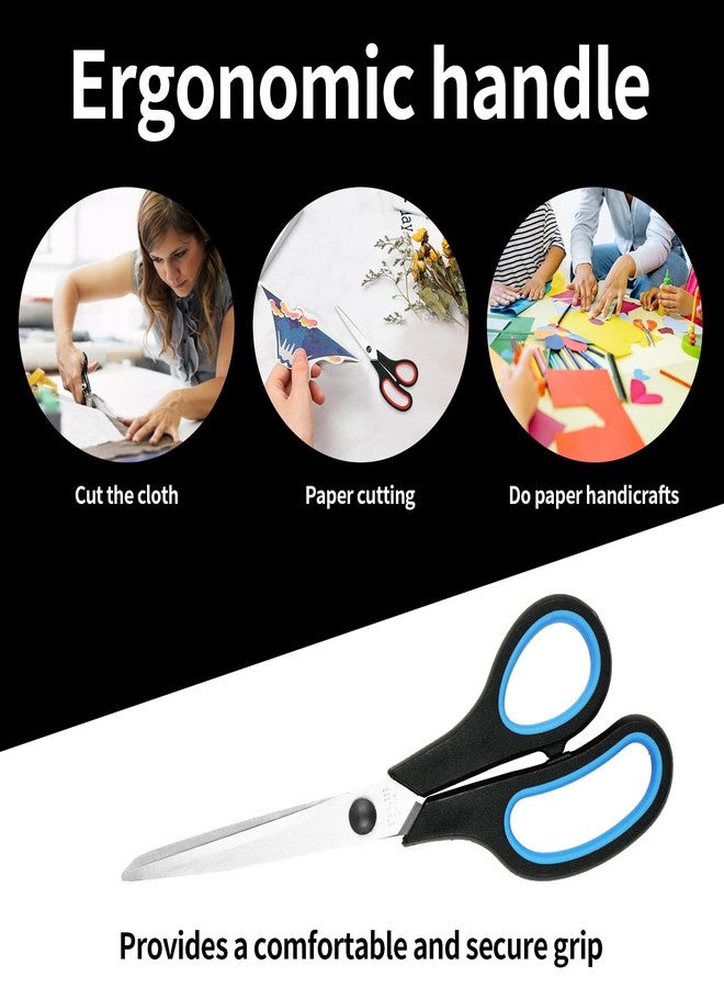 Tyzine Scissors, 3-Pack 8" Heavy Duty Scissors with Ultra Sharp Blades and Comfort Grip Handles - For Office, Home, School, Sewing, and Crafts (Red, Green, Blue) - Image 4