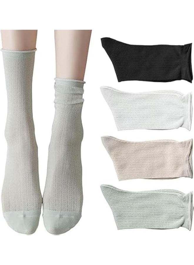 نساء جميل الجوارب القطعة، تنفس شبكة العين الصيف رقيقة عارضة الأساسية جوارب 5 أزواج، الجوارب النسائية - Image 1