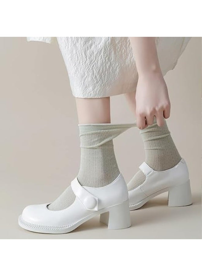 نساء جميل الجوارب القطعة، تنفس شبكة العين الصيف رقيقة عارضة الأساسية جوارب 5 أزواج، الجوارب النسائية - Image 3