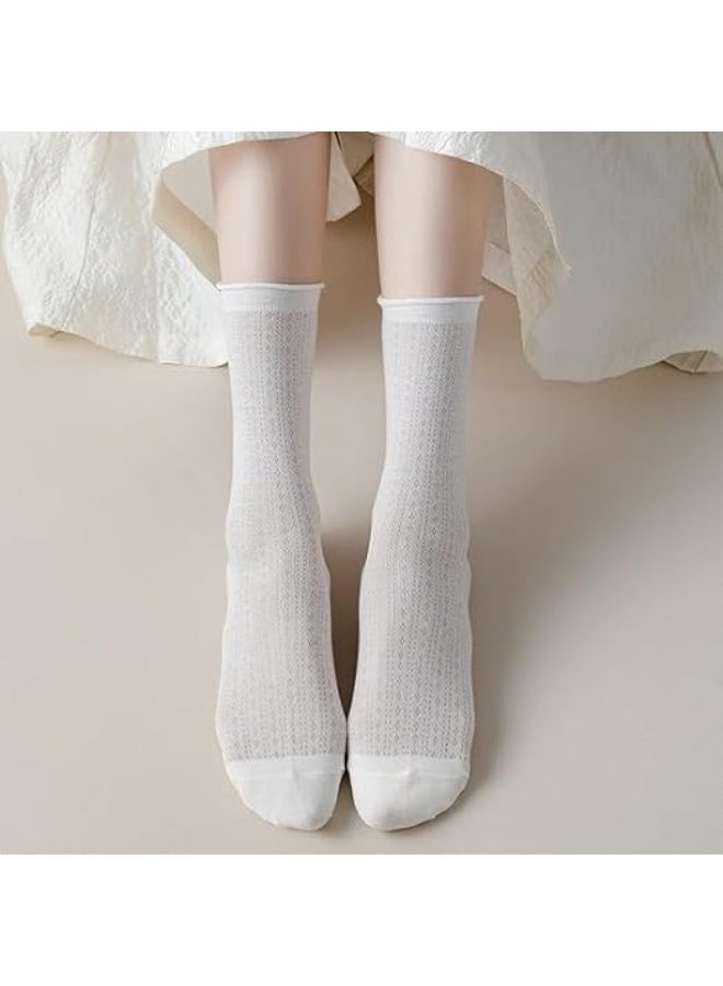 نساء جميل الجوارب القطعة، تنفس شبكة العين الصيف رقيقة عارضة الأساسية جوارب 5 أزواج، الجوارب النسائية - Image 4