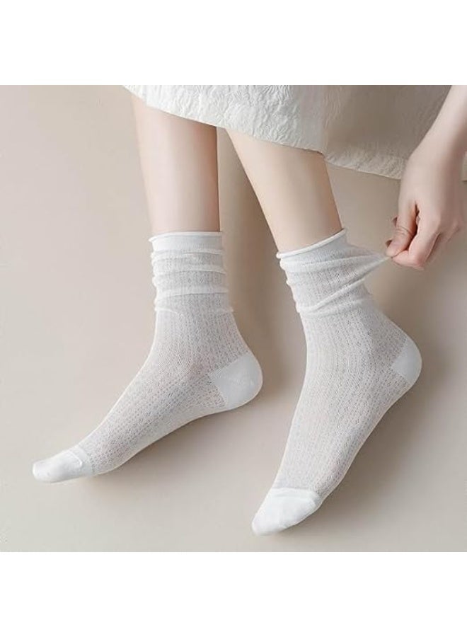 نساء جميل الجوارب القطعة، تنفس شبكة العين الصيف رقيقة عارضة الأساسية جوارب 5 أزواج، الجوارب النسائية - Image 5