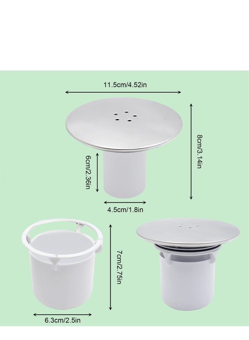 Shower Waste Drain Cover Replacement - 115mm Chrome Finish Cap Tube Sediment Cup for 90mm Tray Hole, Shower Plug Hole Cover, Removable Shower Trap Cover Fast Flow, Top Fitting Cap Parts - Image 3