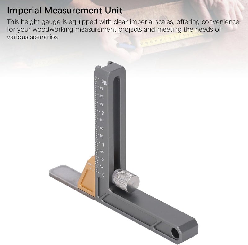 Precision Imperial Height Gauge Aluminum Alloy Adjustable Depth Measurement Tool for Woodworking Saw Table Trimming Machine Cabinet Making Durable Measuring Instrument - Image 4