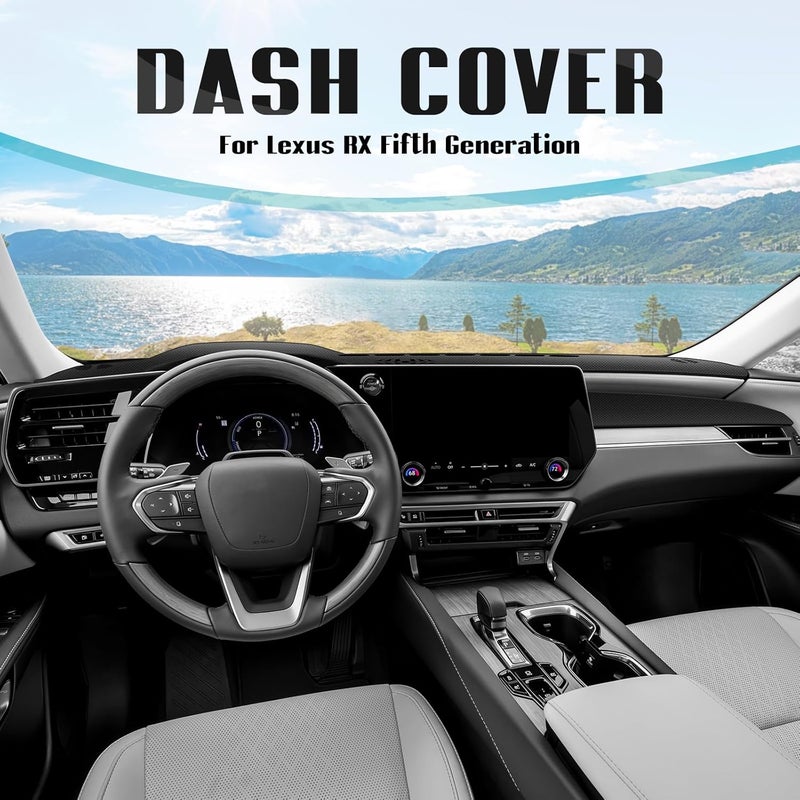 FIILINES Dash Cover for 2023-2025 Lexus RX RX350 RX350h RX500h, Dashboard Mat Accessories Dash Cover Sunshade Nonslip Mesh Protector No Glare Black - Image 2