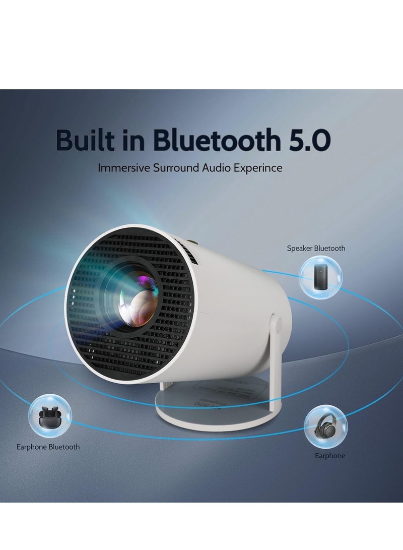 Mini Projector with WIFI 6 and Bluetooth, 4K 1080P Support Portable Projector 180° Rotatable 130'' Screen Movie Projector Auto Keystone Compatible for Laptop, PC, Smartphone (White) - Image 4