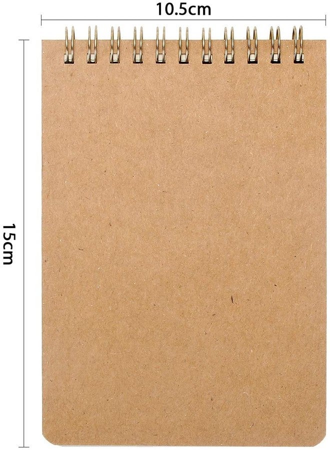 INNAXA Kraft Cover Top-Bottom Spiral Notebooks, Wirebound Sketch Book Notepad Diary Memo Planner,A6 Size & 50 Sheets, Pack of 7 - Image 3