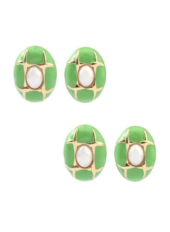 SALTY Pack of 2 Pearly Luxury Gold Earring for Women | Stylish Fashion Jewellery | Accessories for Girls | Minimal Jewelry | Ideal for Gifting | Marriage, Birthday | Gift for Valentine Day - Image 1