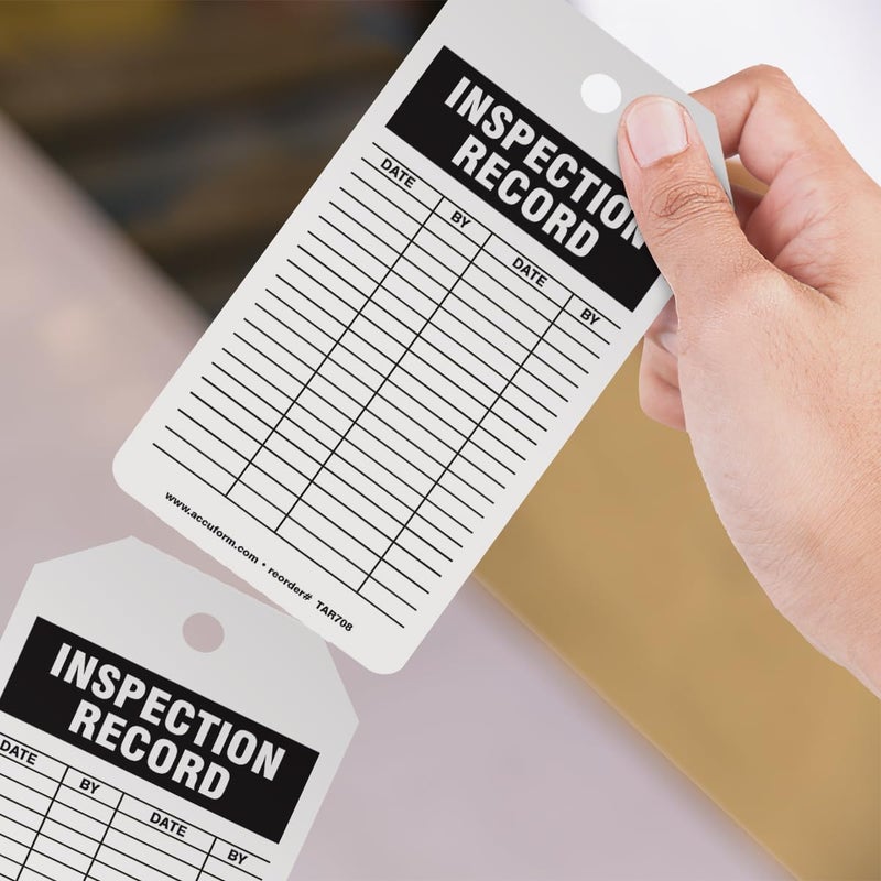 Accuform 100 Inspection and Status Record Tags by-The-Roll, Inspection Record, US Made OSHA Compliant Tags, Waterproof PF-Cardstock, Resists Tears, 6.25"x3", TAR708 - Image 3