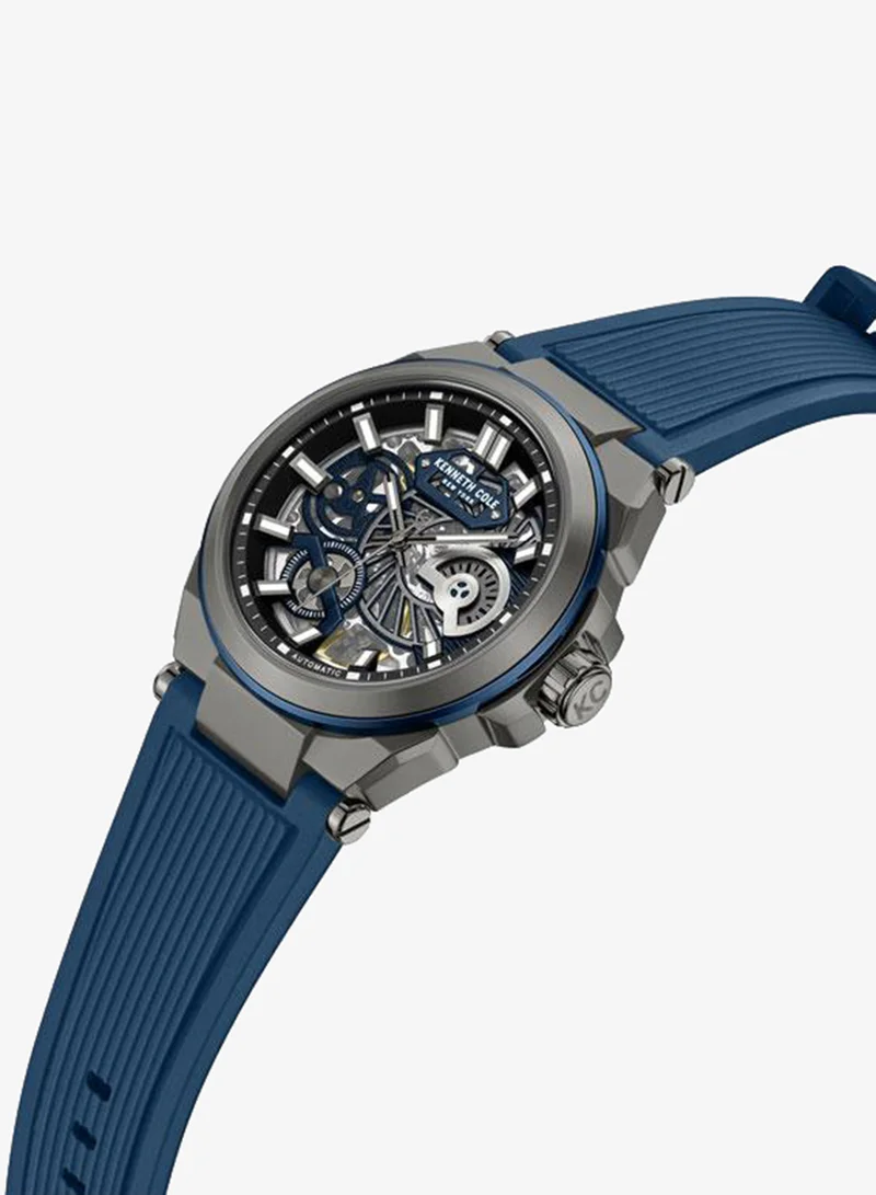 Kenneth Cole New York Downtown Men's 42mm Automatic Watch with Blue Dial & Silicone Strap