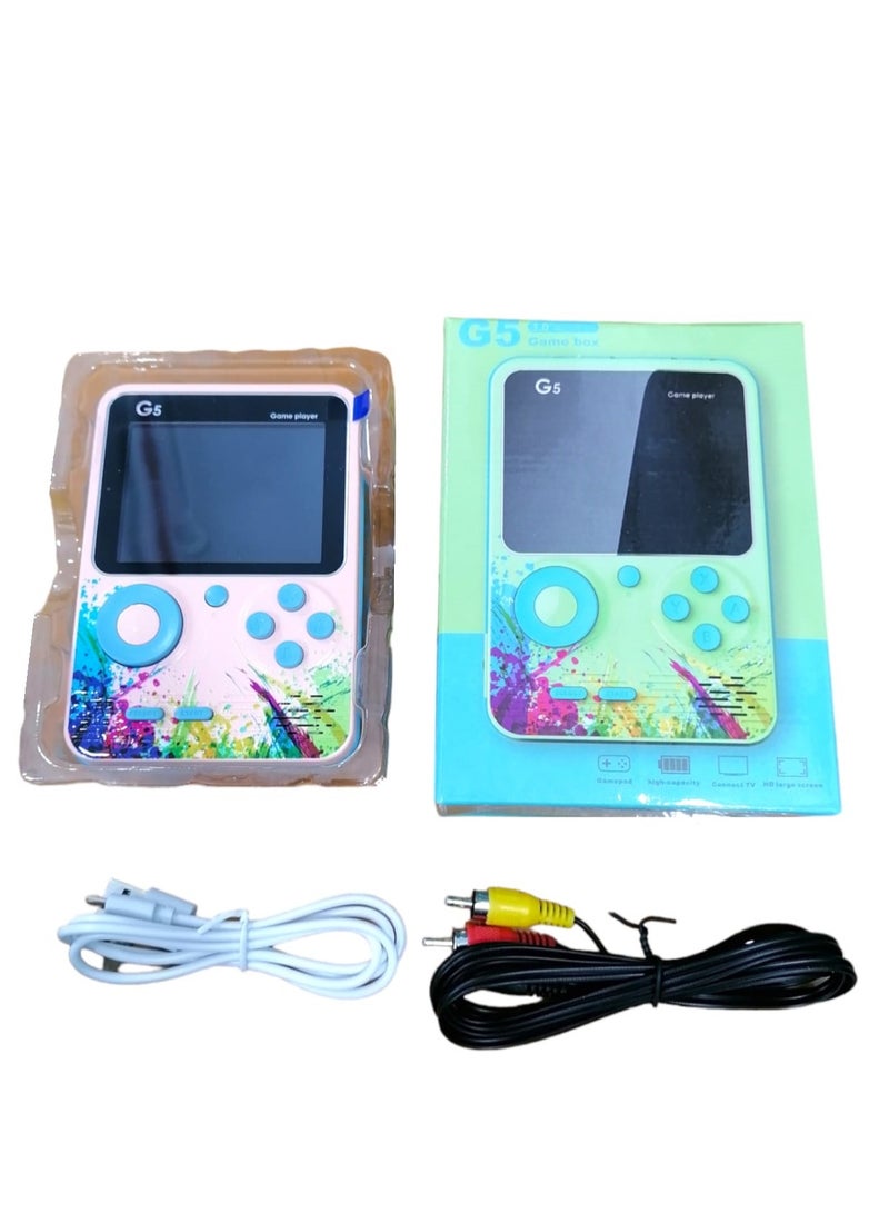 G5 500 in 1 Compact Game Console 3 Inch Color LCD Display with TV Output USB Rechargeable for Classic Games - Pink - Image 2