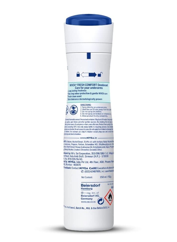 Nivea Fresh Comfort Deodorant Spray For Women 150ml (Pack of 6) - Image 3