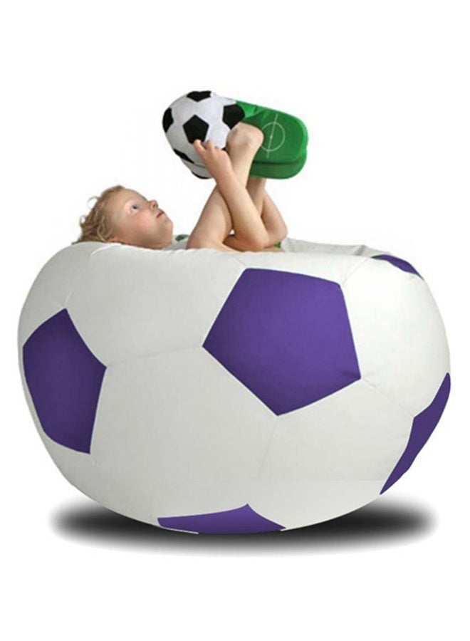 COMFY PVC LARGE WHITE & PURPLE FOOTBALL BEAN BAG WITH BOUNCY BEANS FILLING - Image 1