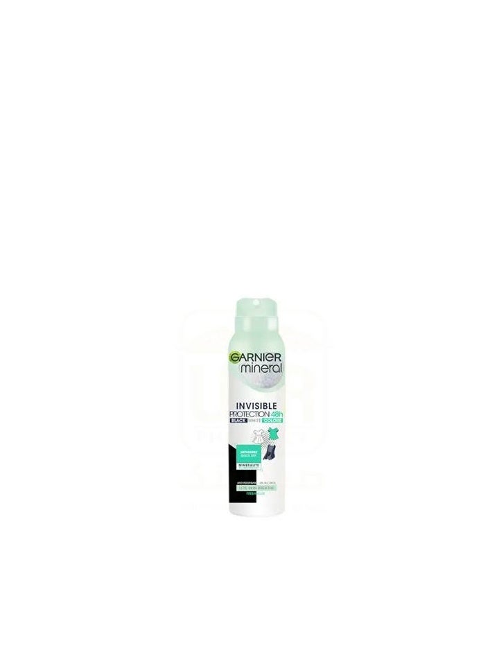 مزيل عرق بخاخ غارنييه مينرال إنفيزيبل بلاك آند وايت – حماية 48 ساعة