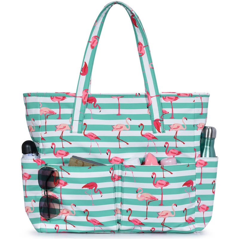 oscaurt Beach Bags for Women Large Waterproof Sandproof Beach Tote Swim Pool Bag with Zipper for Travel Vacation Essentials - Image 1