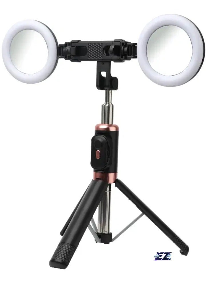 ELTRAZONE Bluetooth Selfie Stick & Tripod, Extendable 360° Rotation Stand with Dual Lights & Wireless Remote, Compatible with iPhone, Android, and Cameras – Perfect for Travel & Vlogging  - Image 1