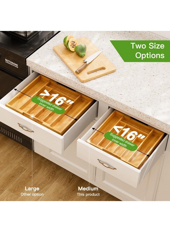 Pipishell Bamboo Expandable Drawer Organizer for Utensils Holder, Adjustable Cutlery Tray, Wood Drawer Dividers Organizer for Silverware, Flatware, Knives in Kitchen, Bedroom, Living Room(M-N) - Image 4