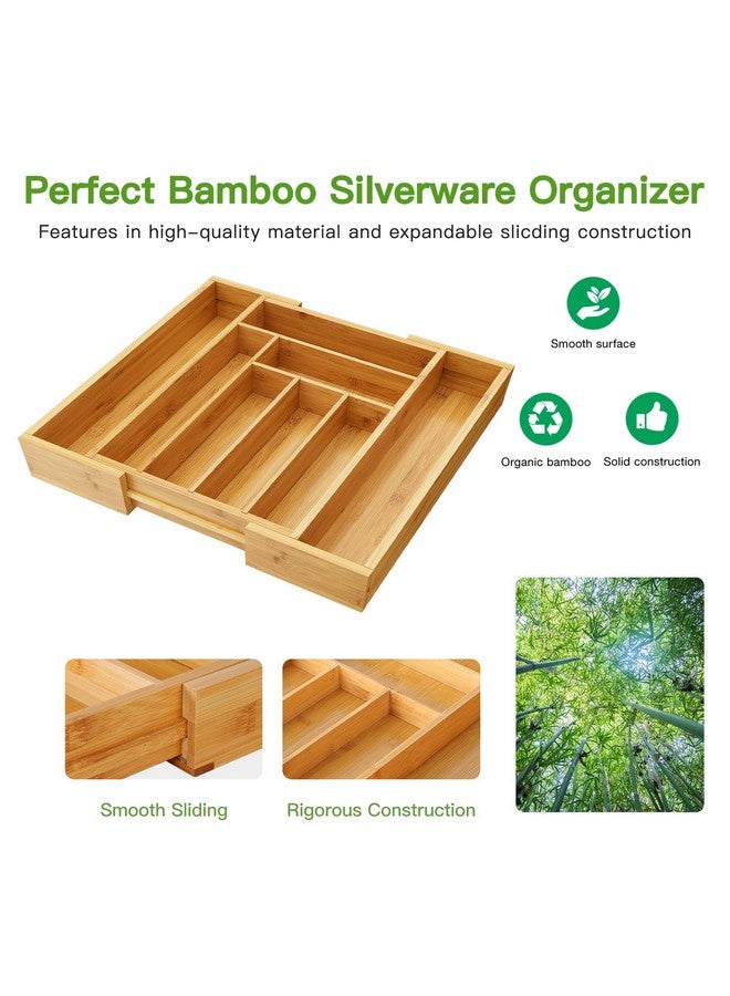 Pipishell Bamboo Expandable Drawer Organizer for Utensils Holder, Adjustable Cutlery Tray, Wood Drawer Dividers Organizer for Silverware, Flatware, Knives in Kitchen, Bedroom, Living Room(M-N) - Image 5