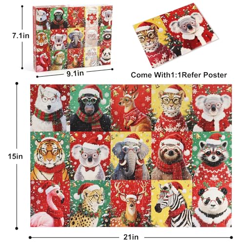 Fudragtn 500 Piece Christmas Jigsaw Puzzles for Adults Winter 2025 Jigsaw Animals 15 Pieces Puzzles Presents - Image 5